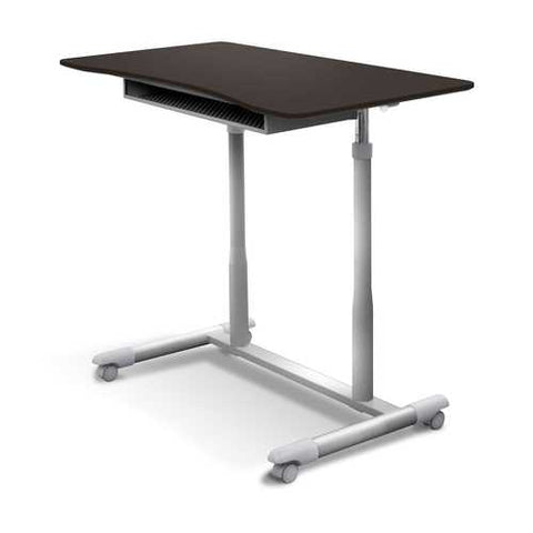 Image of Espresso Adjustable Height Sitting Standing Desk Ergonomic Mobile Stand Up Computer Table