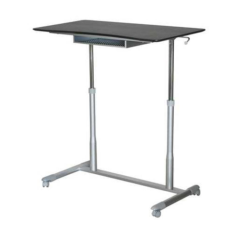 Image of Espresso Adjustable Height Sitting Standing Desk Ergonomic Mobile Stand Up Computer Table