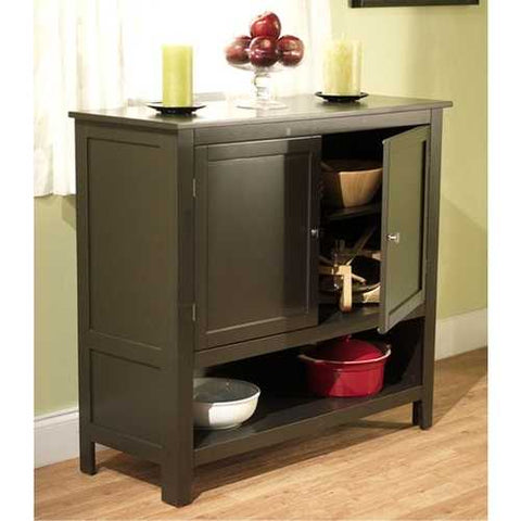 Image of Espresso Buffet Sideboard Cabinet with Bottom Storage Shelf