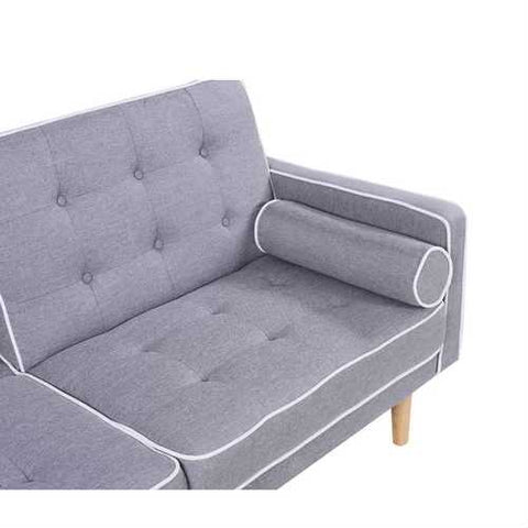 Image of Light Grey Linen Upholstered Sofa Bed Modern Mid-Century Classic