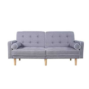 Light Grey Linen Upholstered Sofa Bed Modern Mid-Century Classic