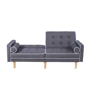 Dark Grey Linen Upholstered Sofa Bed Mid-Century Modern Classic