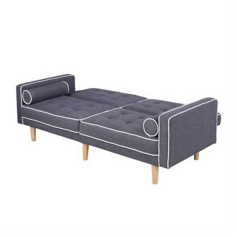 Image of Dark Grey Linen Upholstered Sofa Bed Mid-Century Modern Classic