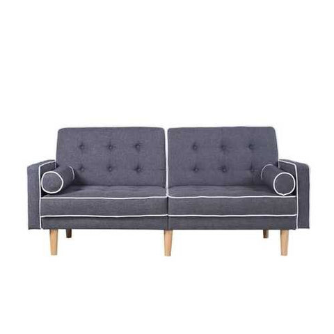 Image of Dark Grey Linen Upholstered Sofa Bed Mid-Century Modern Classic