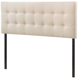 Full size Ivory Fabric Upholstered Button-Tufted Headboard