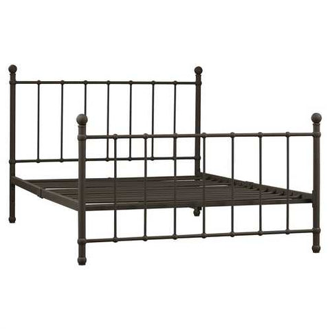 Image of Full size Bronze Metal Platform Bed Frame with Headboard and Footboard