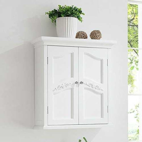 Image of French Classic Style 2 Door Bathroom Wall Cabinet in White