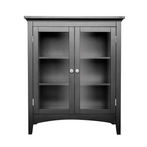 Image of Dark Espresso Freestanding Bathroom Floor Cabinet with Storage Shelves