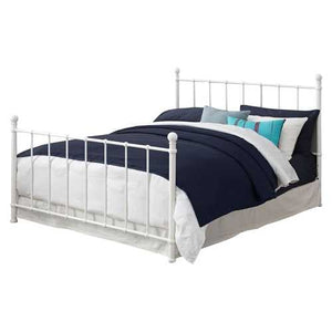 Full size White Metal Platform Bed Frame with Headboard and Footboard