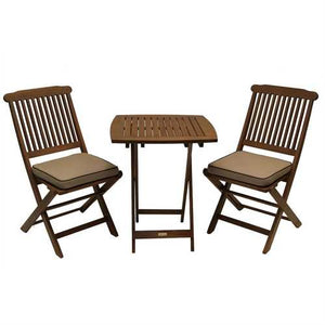 3-Piece Bistro Style Outdoor Patio Furniture Chair Table Set with Cushions