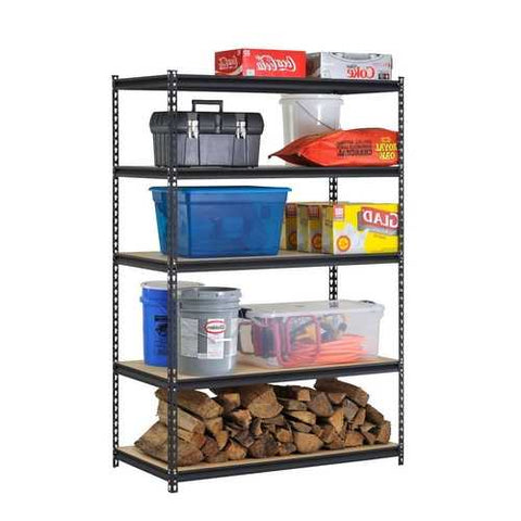 Image of Heavy Duty Black Metal Storage Rack Shelving Unit with 5 Adjustable Shelves