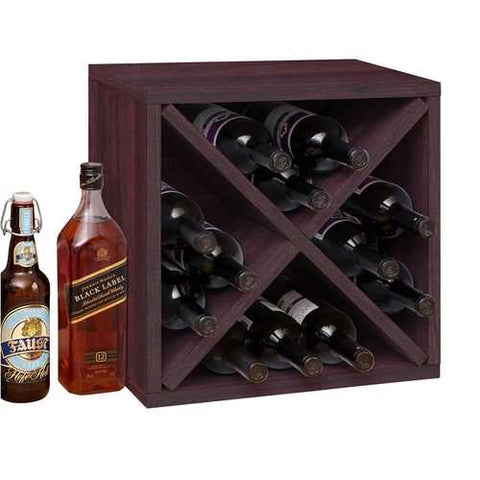 Image of Stackable 12-Bottle Wine Rack in Espresso Brown Wood Finish