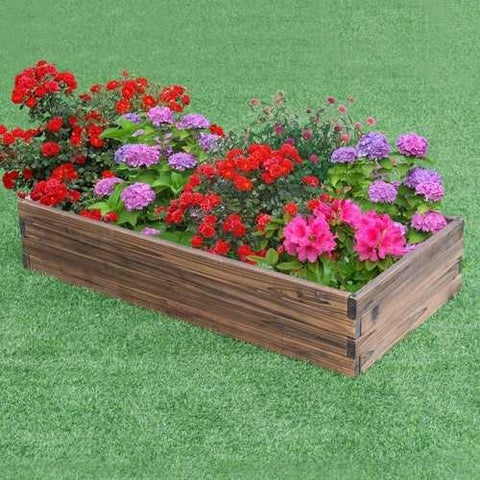 Image of Solid Wood 4 ft x 2 ft Raised Garden Bed Planter 9 inch High