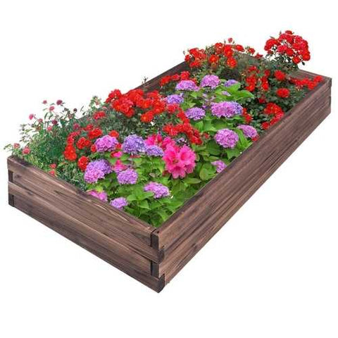 Image of Solid Wood 4 ft x 2 ft Raised Garden Bed Planter 9 inch High