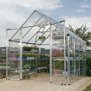 Heavy Duty 8 x 8 Ft Garden Greenhouse Kit with Silver Frame and Clear Panels