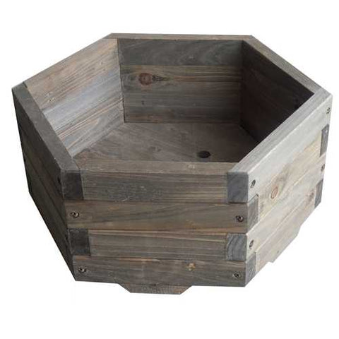 Image of Small 16 x 16 x 7-inch Hexagon Fir Wood Garden Planter Box