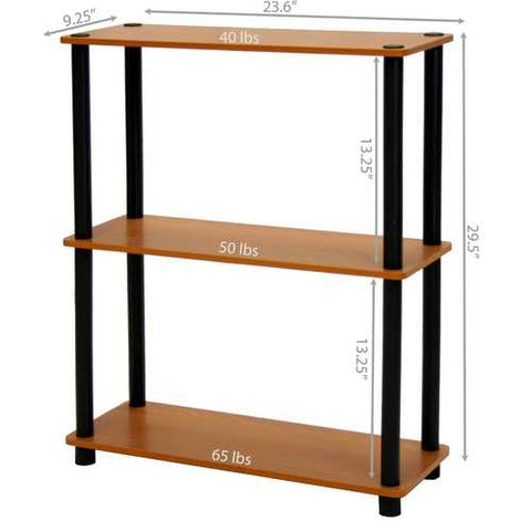 Image of Light Cherry and Black Finish 3-Tier Bookcase