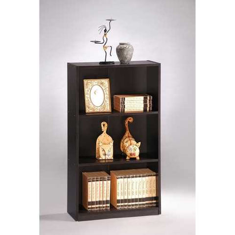 Image of 3-Tier Bookcase Storage Shelves in Espresso Finish