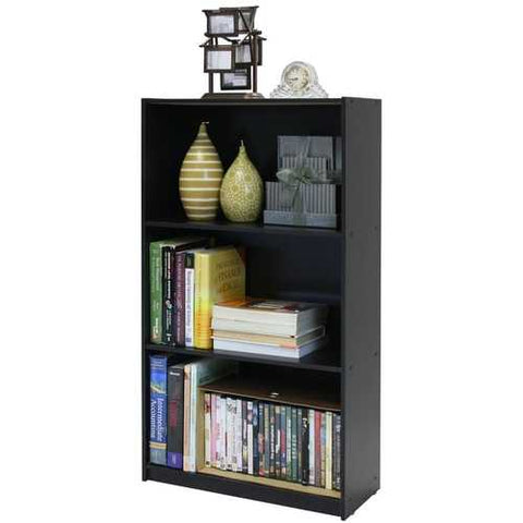 Image of 3-Tier Bookcase Storage Shelves in Espresso Finish