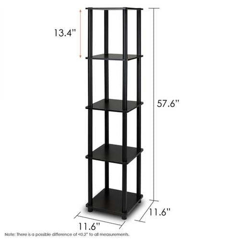 Image of 5-Tier Square Corner Display Shelf Bookcase in Espresso/Black