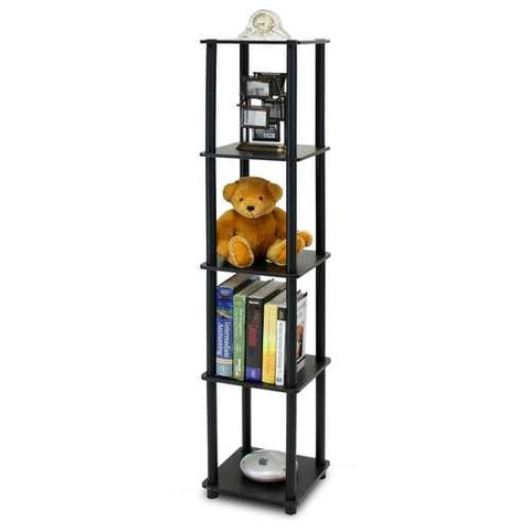 Image of 5-Tier Square Corner Display Shelf Bookcase in Espresso/Black