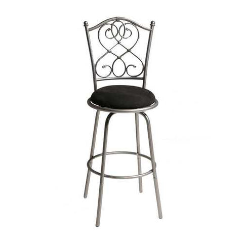 Image of Brushed Silver Metal 30-inch Barstool with Black Microfiber Swivel Seat