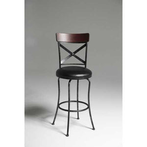 Black and Cherry 30-inch Metal and Wood Bar Stool with Swivel Seat