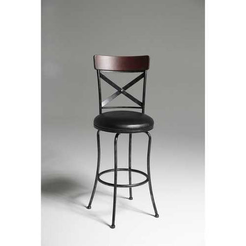 Image of Black and Cherry 30-inch Metal and Wood Bar Stool with Swivel Seat