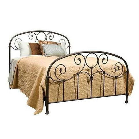 Image of Full size Metal Bed with Softly Rounded Shoulders in Rusty Gold Finish