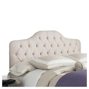 King size Button-Tufted Upholstered Headboard in Ivory Color