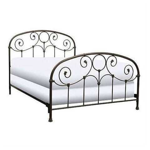 Image of Queen size Metal Bed with Headboard and Footboard in Rusty Gold Finish