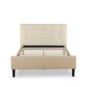 Full size Taupe Upholstered Bed with Button Tufted Headboard & Footboard