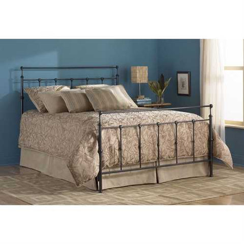 Image of Queen size Metal Bed in Mahogany Gold Finish