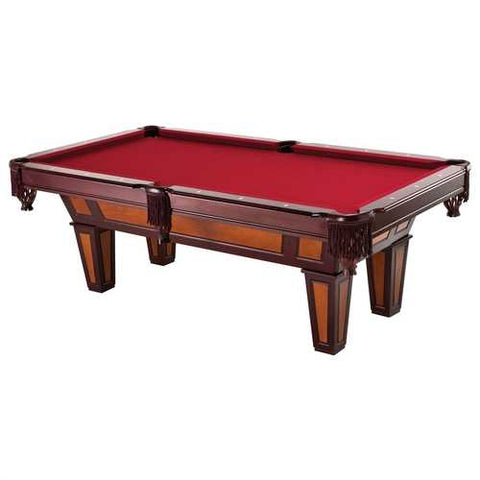 Image of 7 Ft Pool Table with Red Burgundy Wool Top and Fringe Drop Pockets