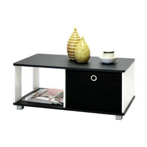 Image of Simple Black and White Coffee Table with Bin Drawer