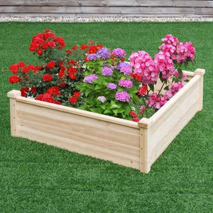 Solid Fir Wood 3.3 ft x 3.3 ft Raised Garden Bed Planter Box