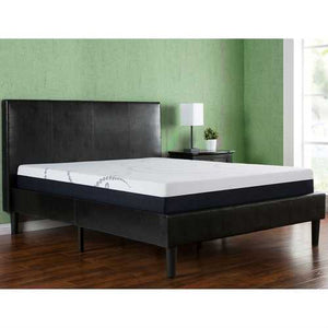 Full size Dark Brown Faux Leather Upholstered Platform Bed with Headboard