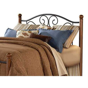 Dora Queen size Metal Headboard in Matte Black and Walnut Finish