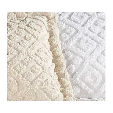 Image of Full size Beige Chenille Cotton Bedspread with Fringe Edges