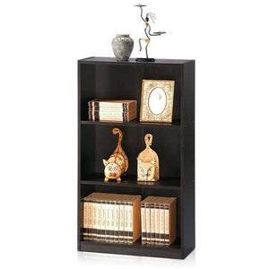 Modern 3-Shelf Bookcase in Espresso Wood Finish