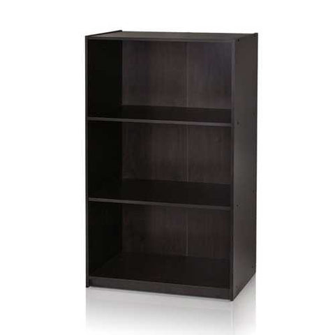 Image of Modern 3-Shelf Bookcase in Espresso Wood Finish