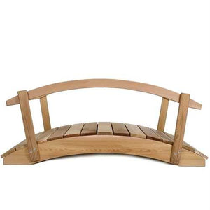 4-Ft Cedar Wood Garden Bridge with Rails in Natural Unstained Finish