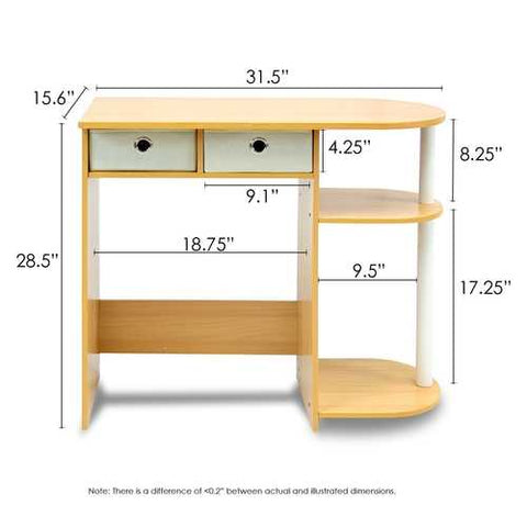 Image of Home Office Laptop Computer Desk Table in Beech Ivory