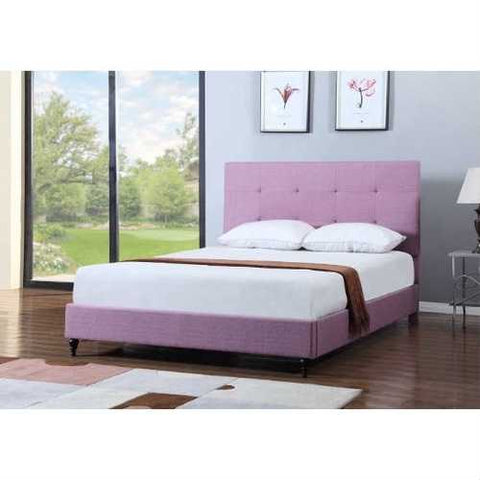 Image of Full size Purple Linen Upholstered Platform Bed with Headboard