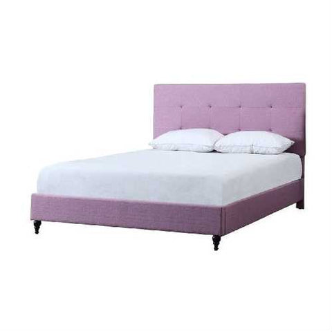 Image of Full size Purple Linen Upholstered Platform Bed with Headboard