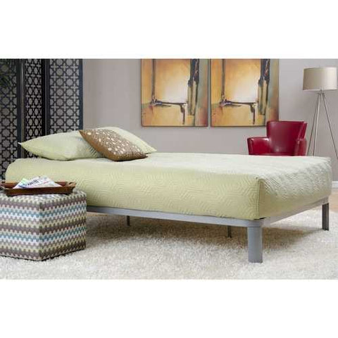 Image of Full size Luna Metal Platform Bed Frame with Wooden Slats