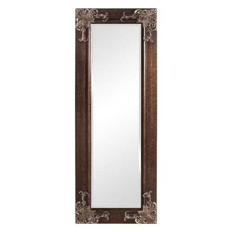 Image of Full Length 63-in Wall Mirror with Quality Wood Frame and Antique Silver Gold Accents