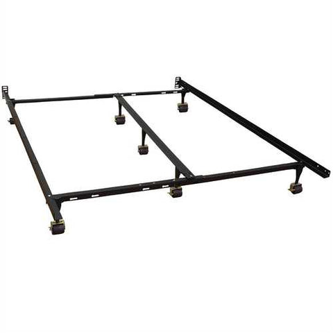 Image of Full size Sturdy Metal Bed Frame with 7-Legs Locking Casters and Headboard Brackets