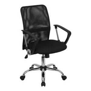 Black Mid-Back Mesh Office Chair with Chrome Finished Base