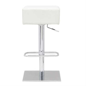 Set of 2 - Modern Backless Swivel Adjustable Height Barstool with White Faux Leather Seat